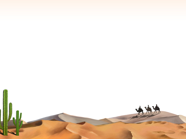骆驼仙人柱沙漠风景PPT模板
